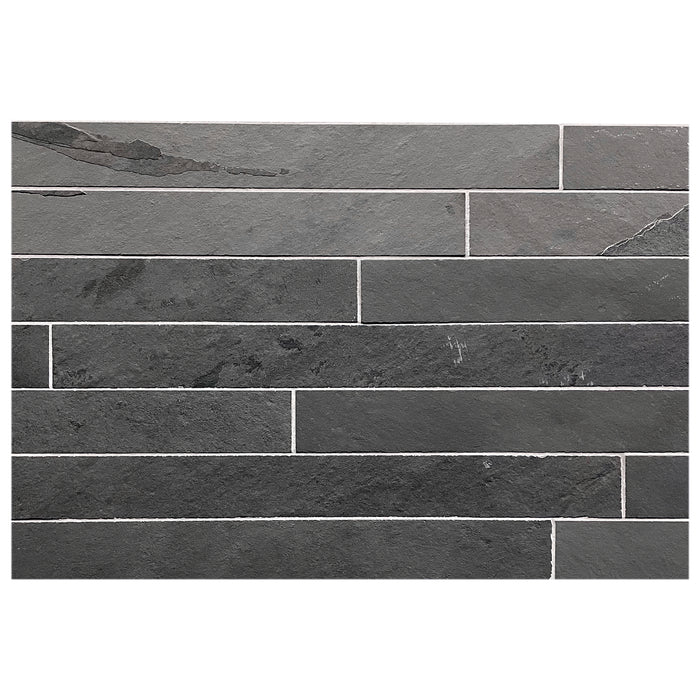 Brazilian Black Riven Slate Cladding Strips