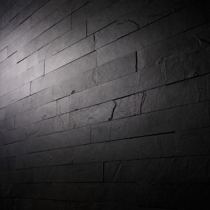 Brazilian Black Riven Slate Cladding Strips