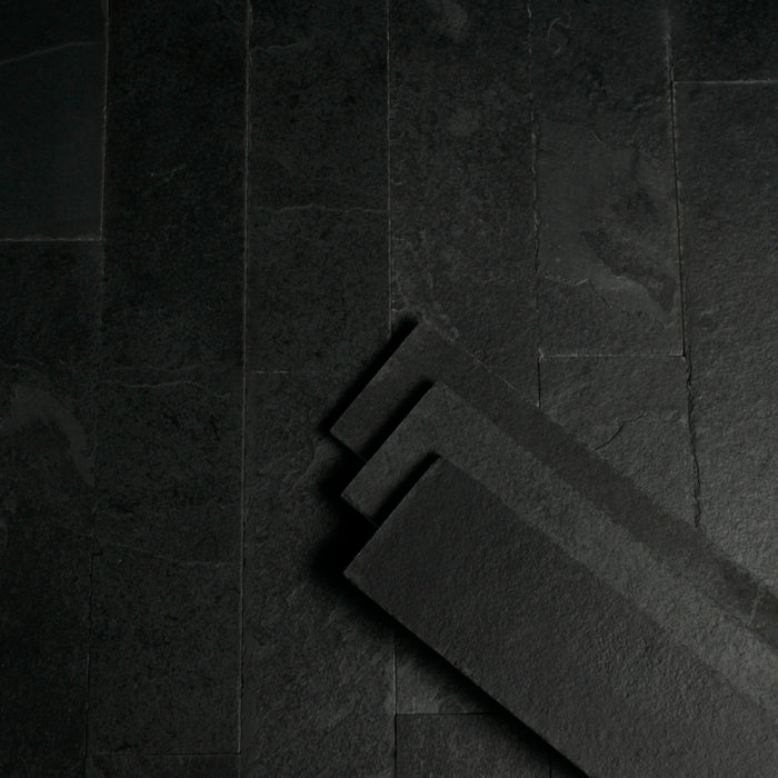 Brazilian Black Riven Slate Cladding Strips