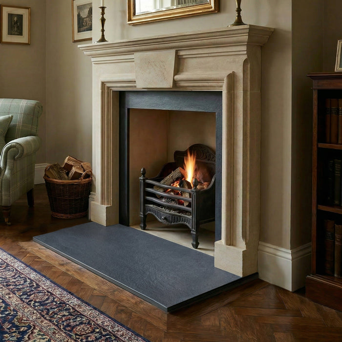 Brushed Black Limestone Hearth