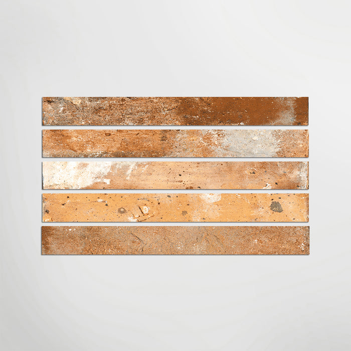 Mulitcoloured Slim Brick Style Tiles - Quality Porcelain - Perfect For Floors & Walls