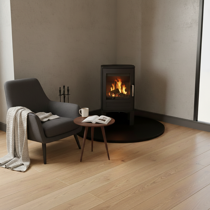 Black Honed Granite Teardrop Shaped Hearth