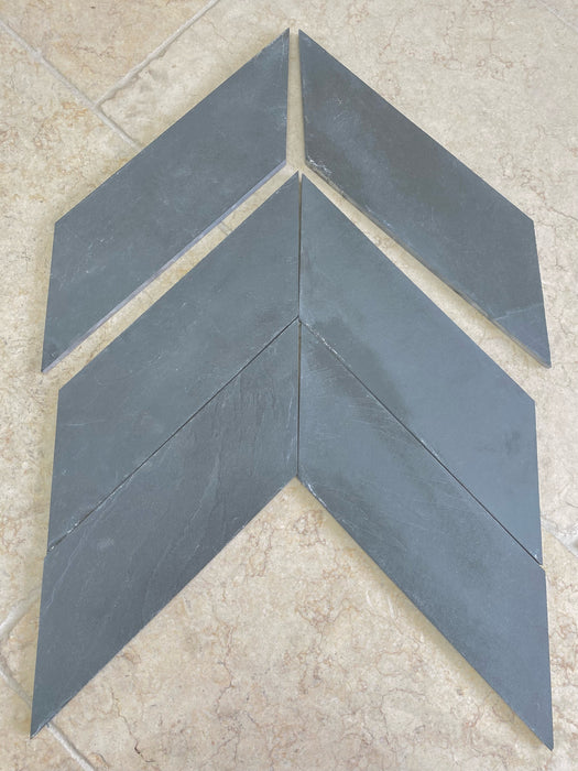 Black Riven Slate Chevron Floor Tiles Herringbone